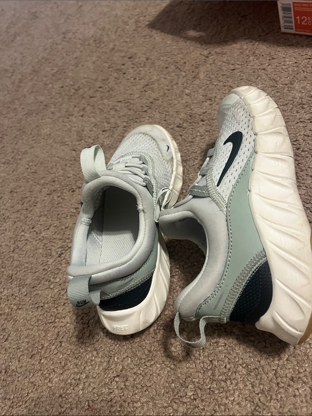 Nike Kids Light Gray, Sage & Navy Slip-On Sneakers